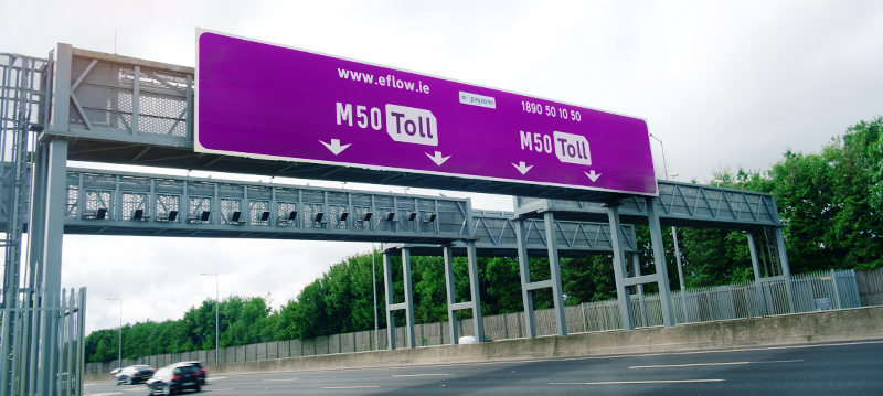Purple toll sign
